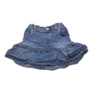 The Childrens Place Stretch Denim Skirt Skort Baby Girl Size 24M Blue Ruffled